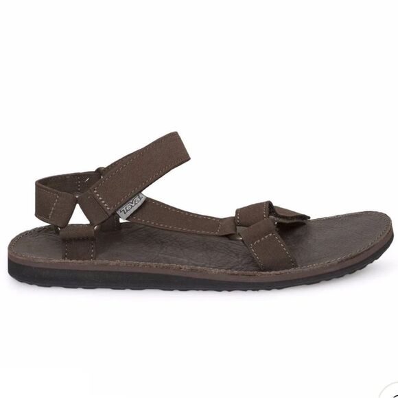 TEVA 13 Brown Original Universal Menswear Leather Canvas Velcro Straps Sandals - Picture 1 of 15